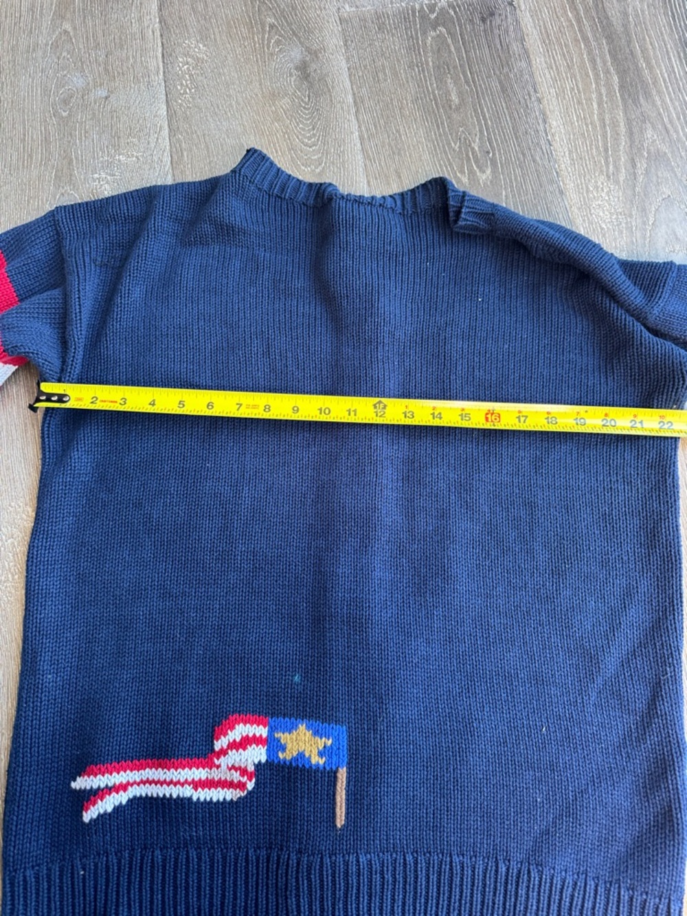South Cotton Fourth of July Navy Hand-Knitted Cotton Sweater 0468 - Picture 10 of 10
